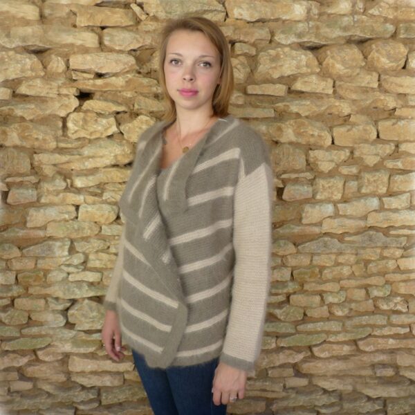 Gilet 80% Angora Beige Châtaigne