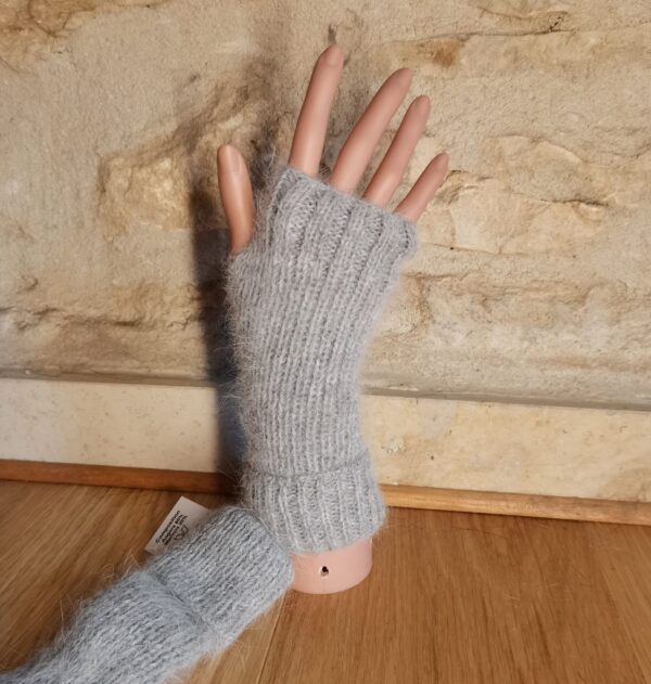Mitaines 80% Angora Gris chiné