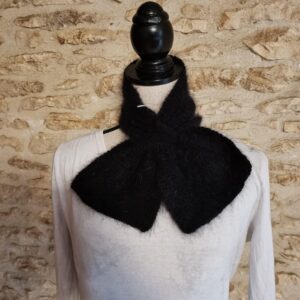 Echarpe Cravate 80% Angora Noir