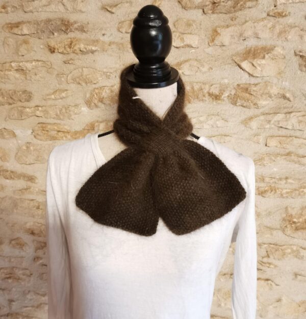 Echarpe Cravate 80% Angora Marron foncé