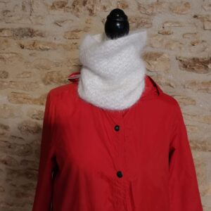Tour de cou 80% Angora tricolor ecru fait main