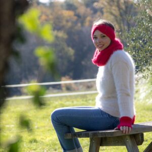 Bandeau noeud rubis 80% Angora tricoté main
